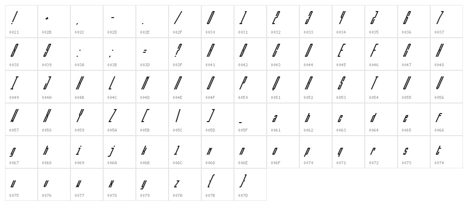 Ballbase UltraItalic Character Map