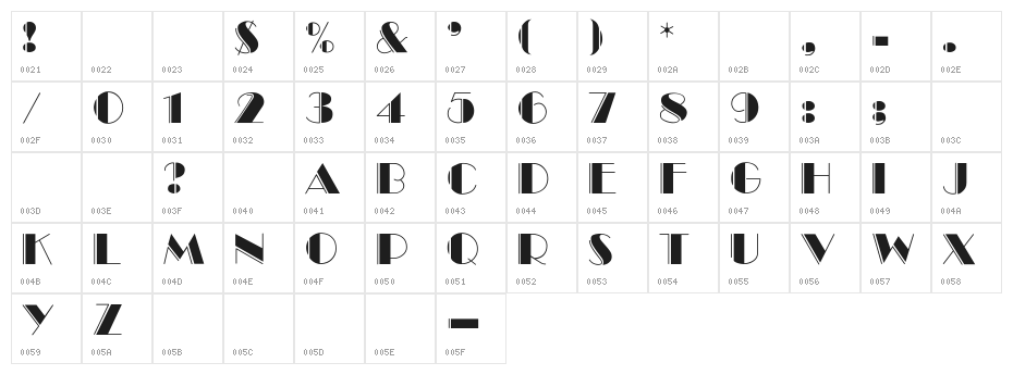 BalletEngraved Character Map