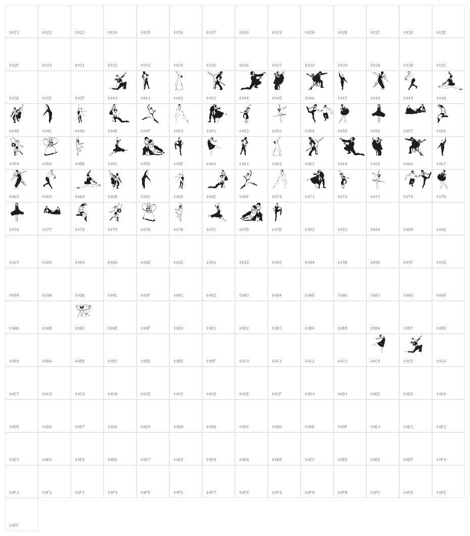 BalletSketches Character Map