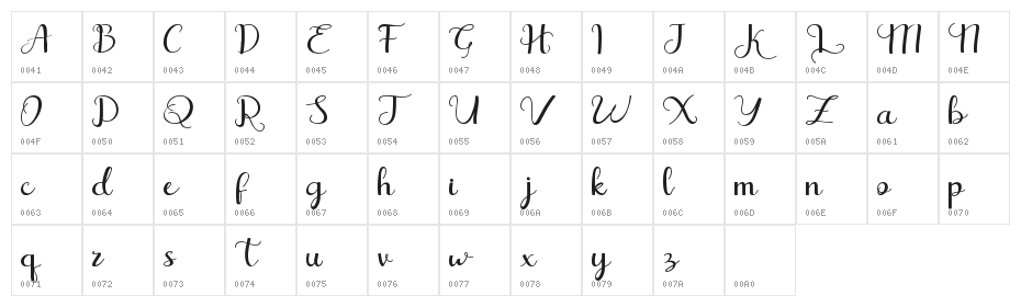 BallihayDemo-Regular Character Map