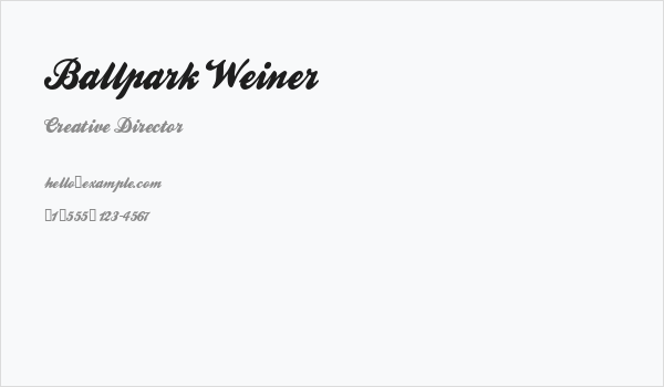 Ballpark Weiner Business Card