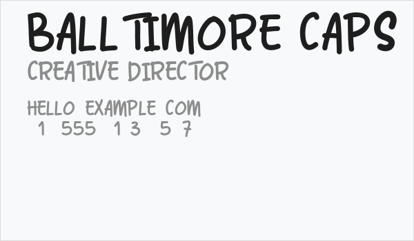 Balltimore Caps Business Card