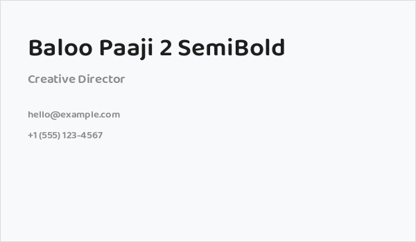 Baloo Paaji 2 SemiBold Business Card
