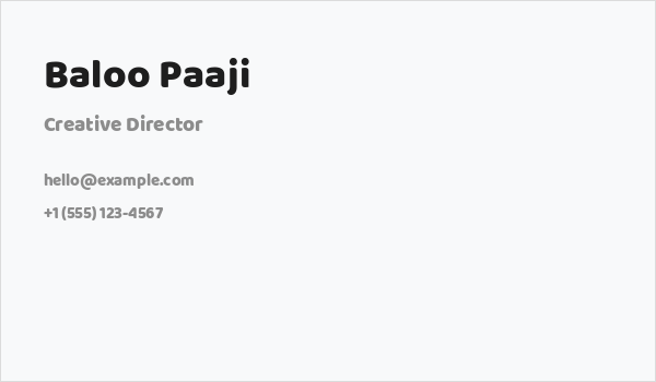 Baloo Paaji Business Card