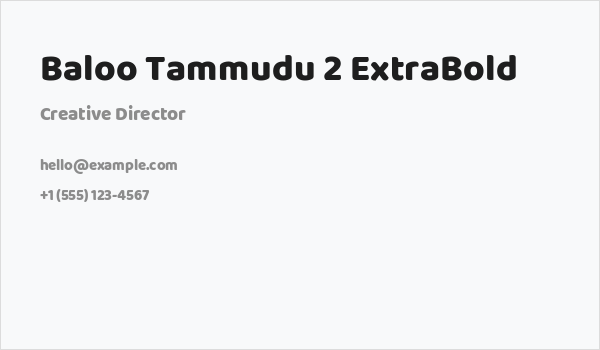 Baloo Tammudu 2 ExtraBold Business Card