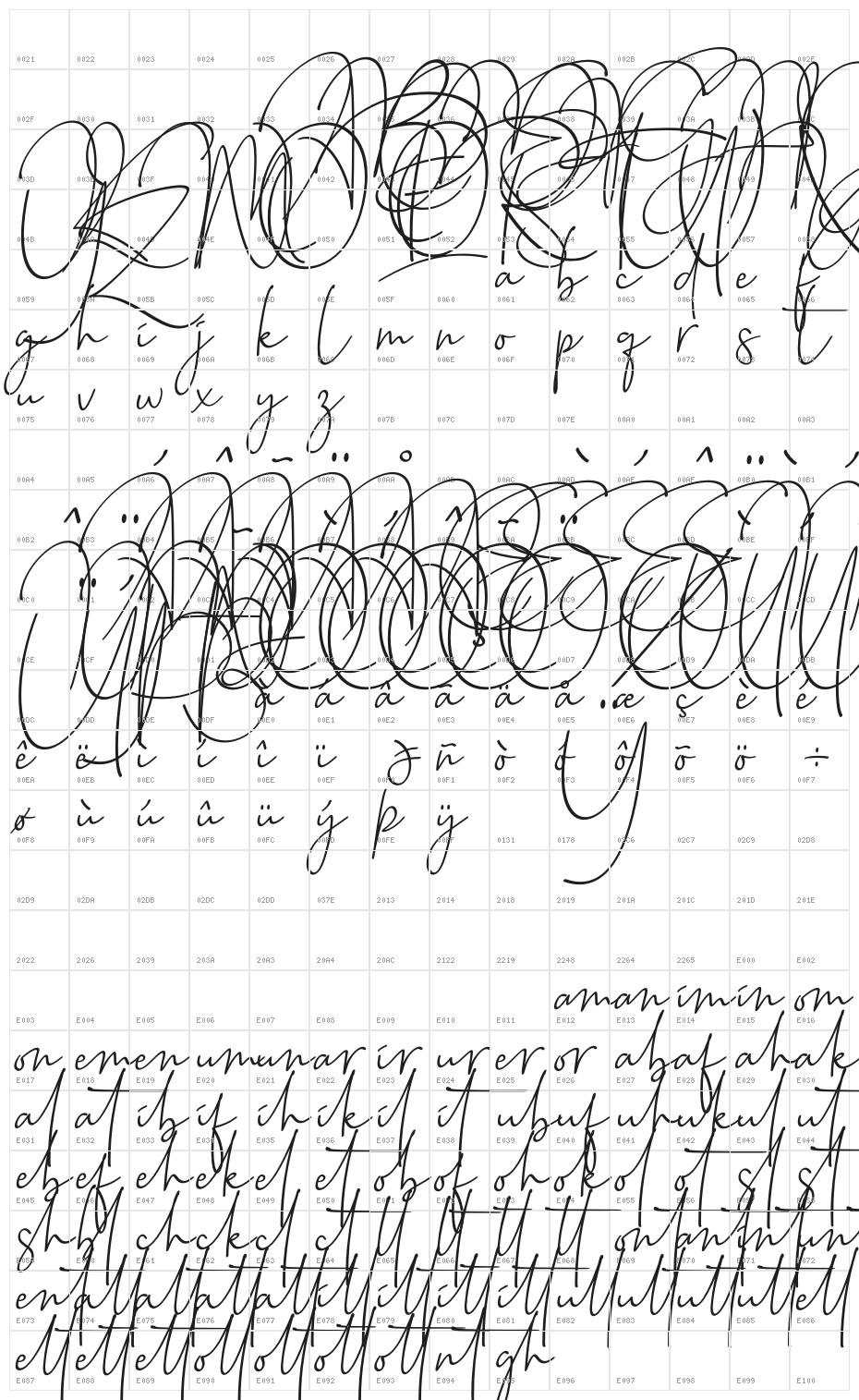 Baltimore Bold Character Map