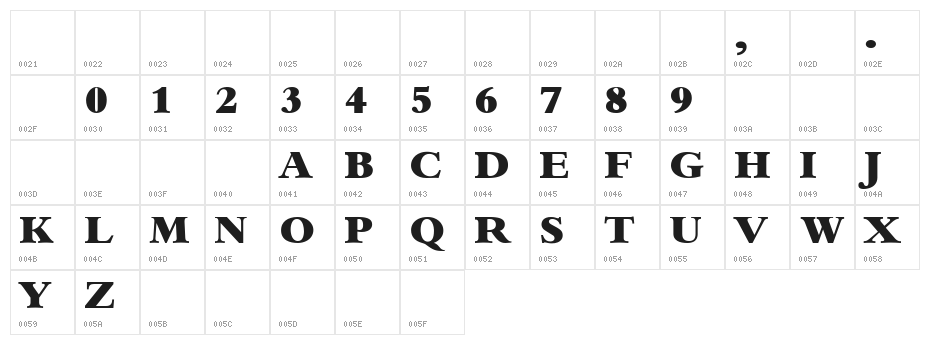 Bambi Bold Character Map
