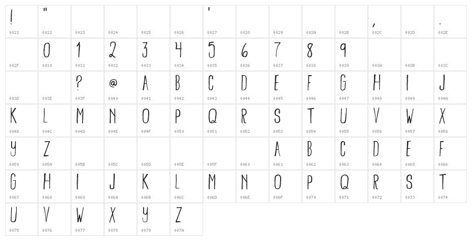 BambooBrisk-Regular Character Map