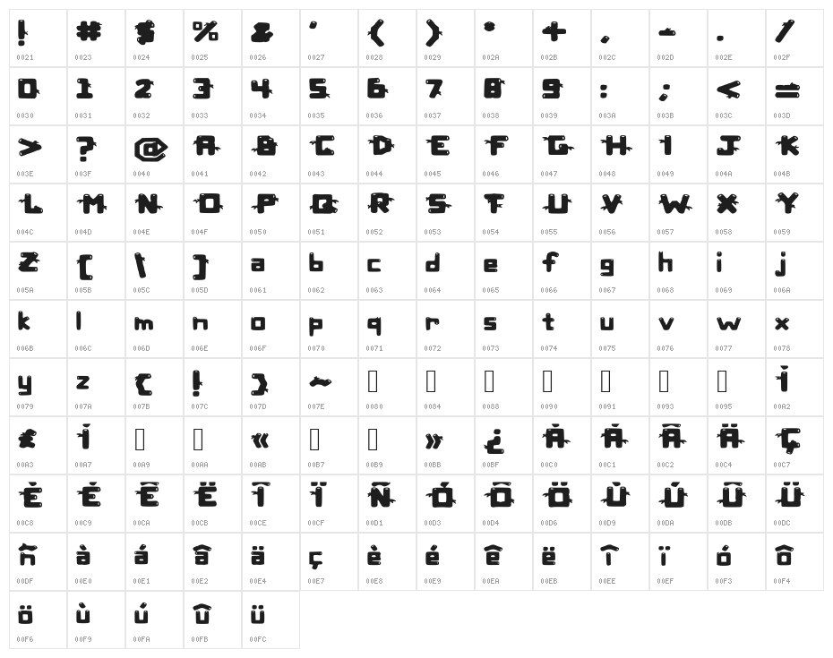 BambuFB Character Map