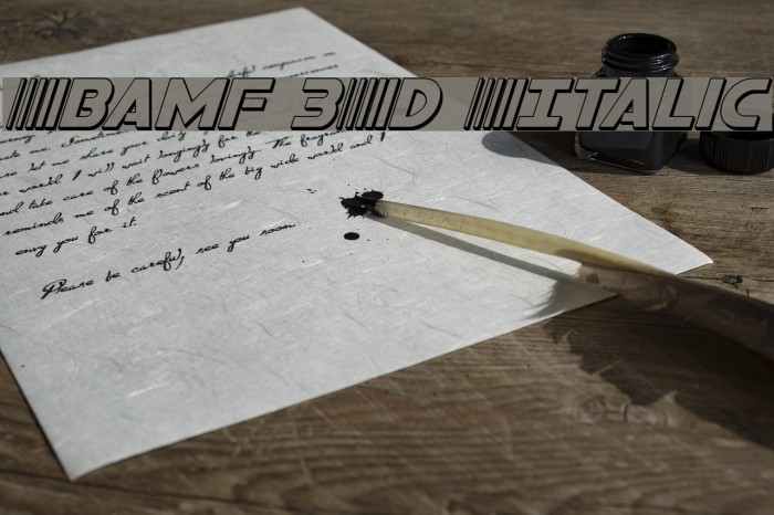 Bamf 3D Italic Font examples