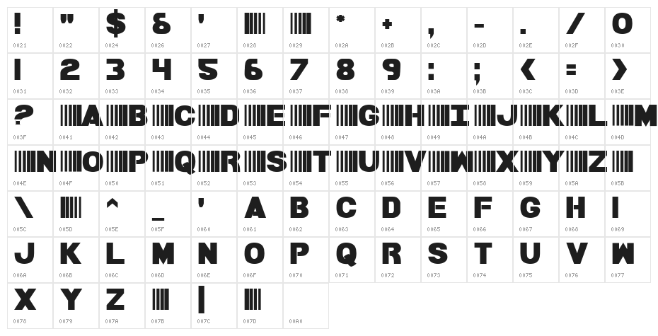 Bamf Bold Character Map