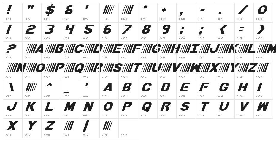 Bamf Italic Character Map