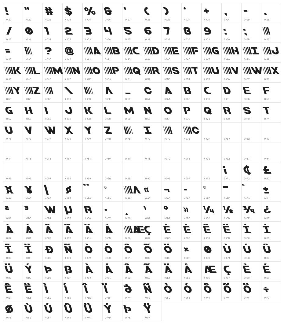Bamf Leftalic Character Map