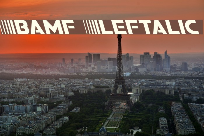 Bamf Leftalic Font examples