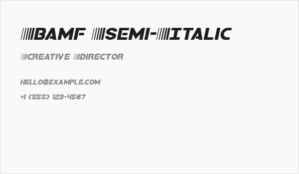 Bamf Semi-Italic Business Card