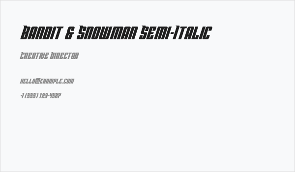Bandit & Snowman Semi-Italic Business Card