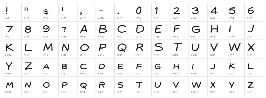 Baneberry Regular Character Map