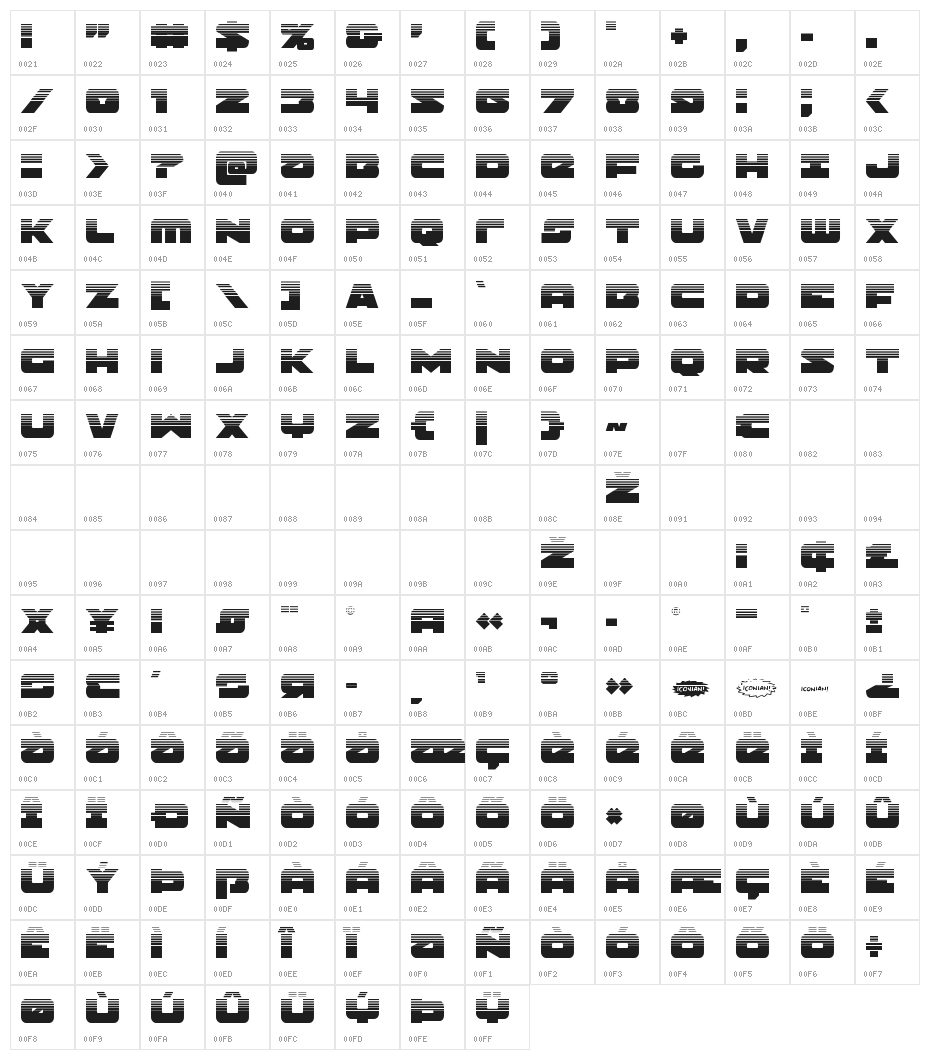 Banjin Halftone Character Map