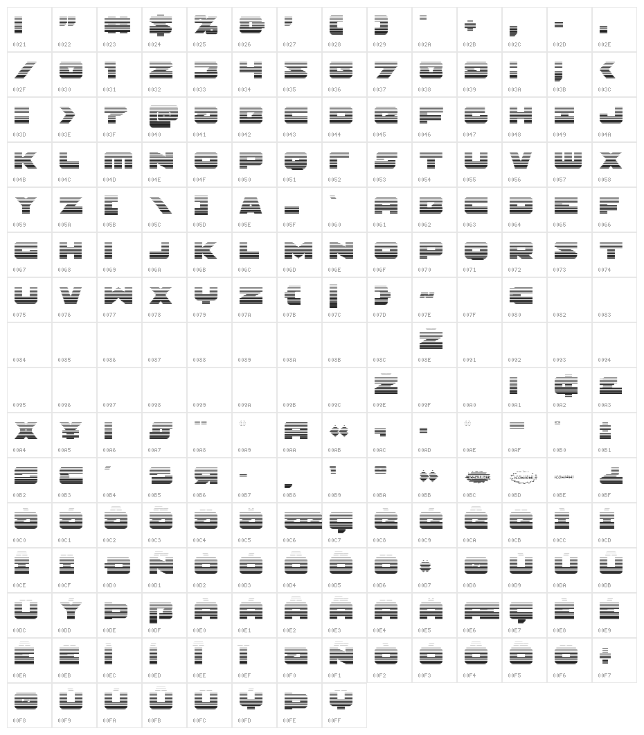 Banjin Scanlines Character Map