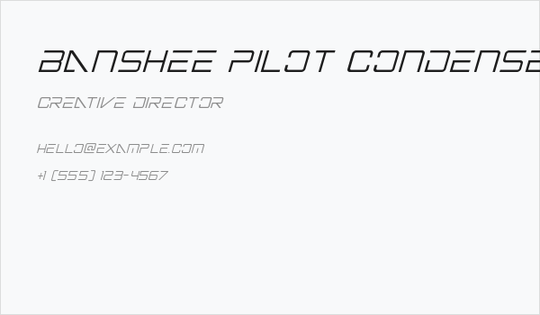 Banshee Pilot Condensed Italic Business Card