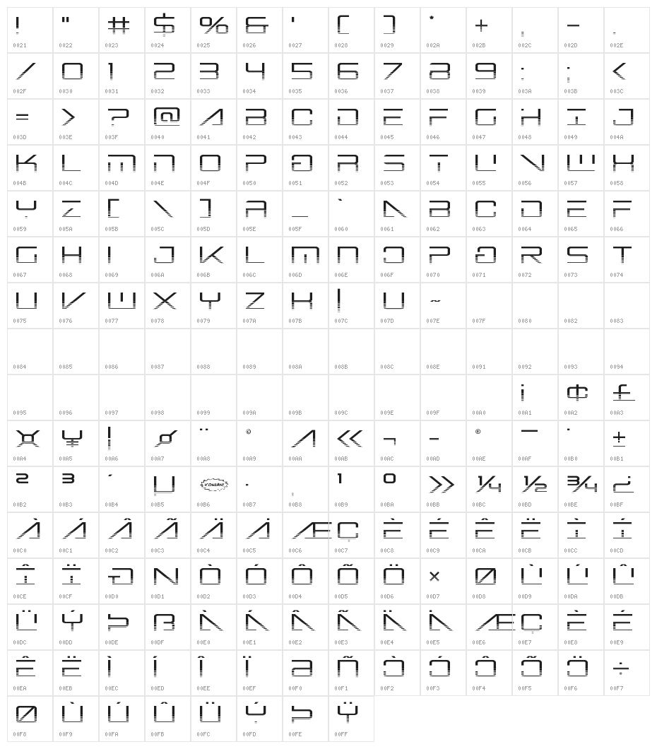 Banshee Pilot Halftone Character Map