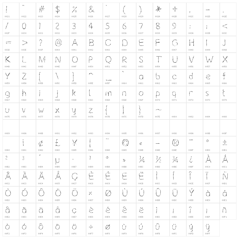 Barbaric 2B Reg Character Map