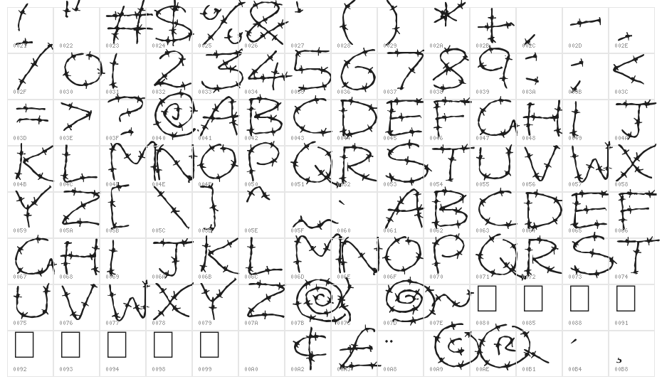 Barbed Wires Character Map