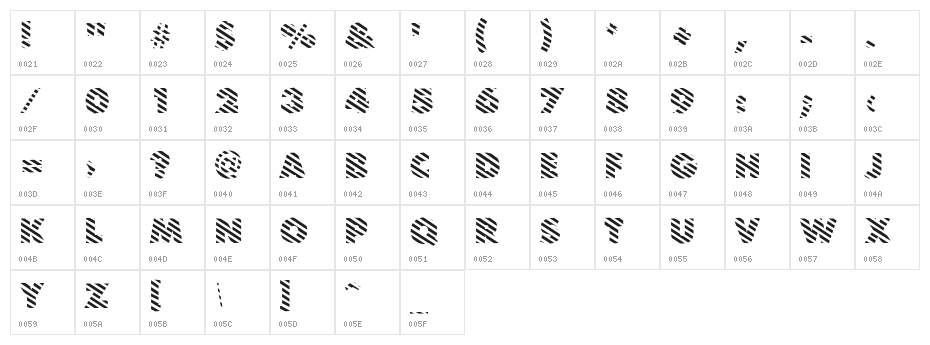 BarberPole Regular Character Map