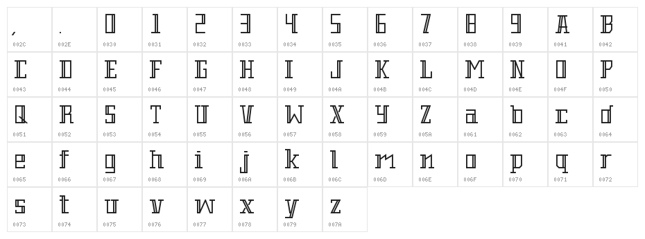 Barbershop normal Character Map