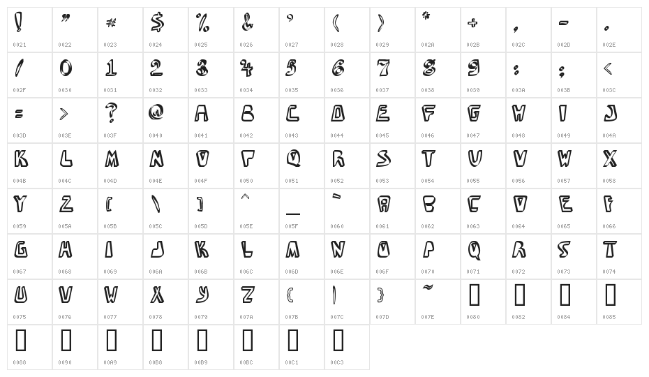 BarbibarianMarker-Regular Character Map