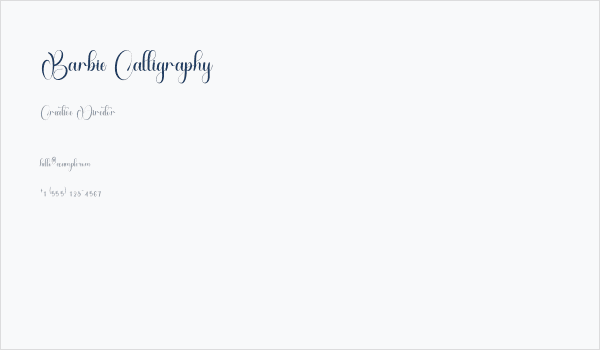 Barbie Calligraphy Business Card