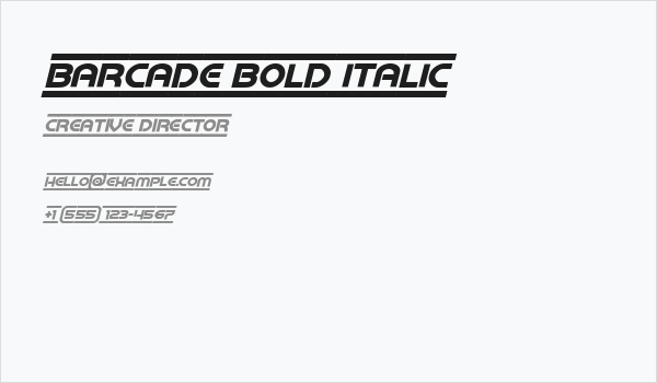 Barcade Bold Italic Business Card