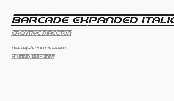 Barcade Expanded Italic Business Card