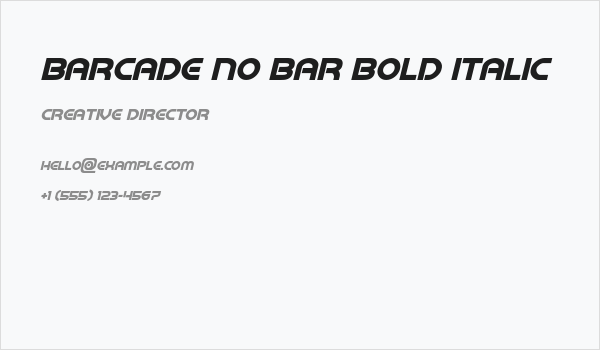Barcade No Bar Bold Italic Business Card