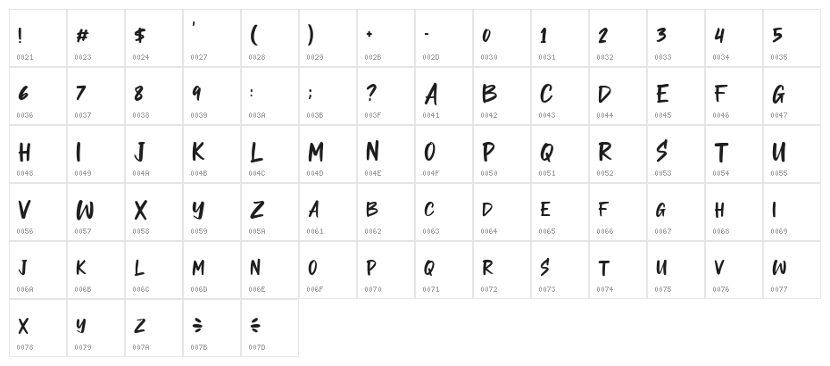 Barcelona Regular Character Map