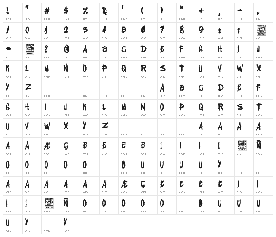 Barcelona White Noise Character Map