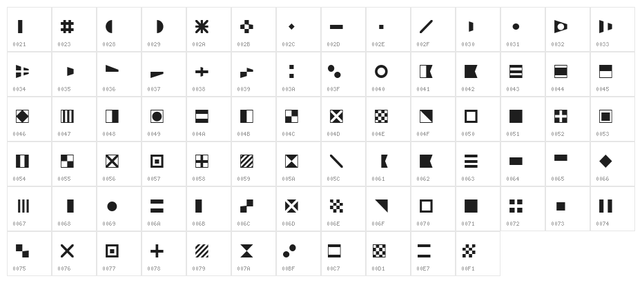 Barceloneta Monospace Regular Character Map