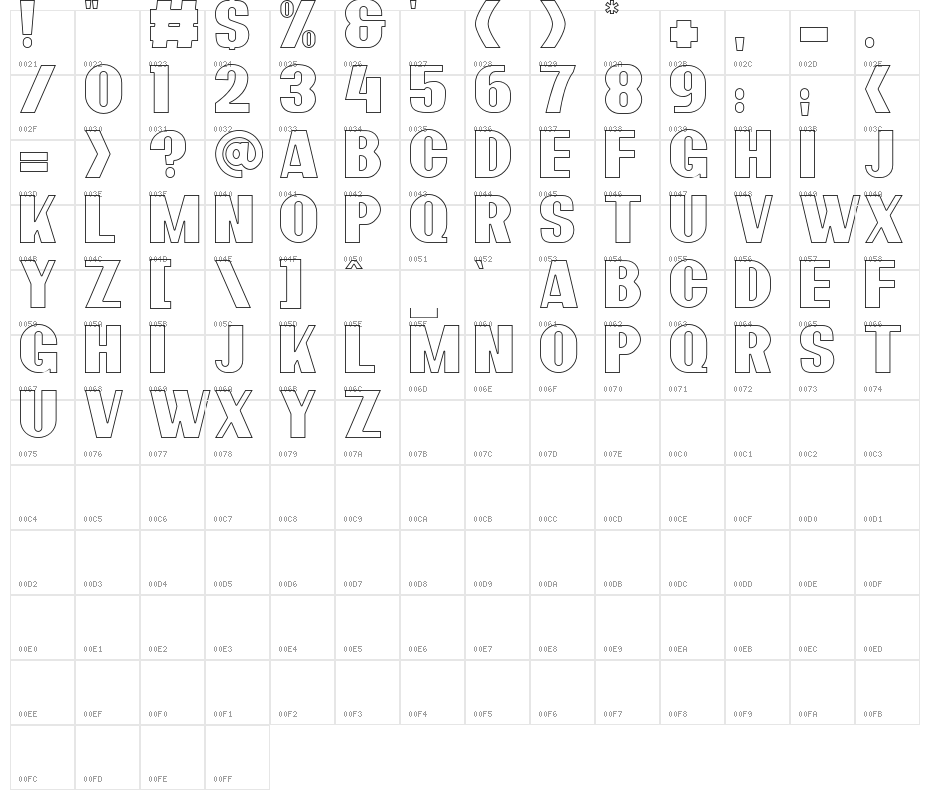BardonOutlineDemo-Outline Character Map
