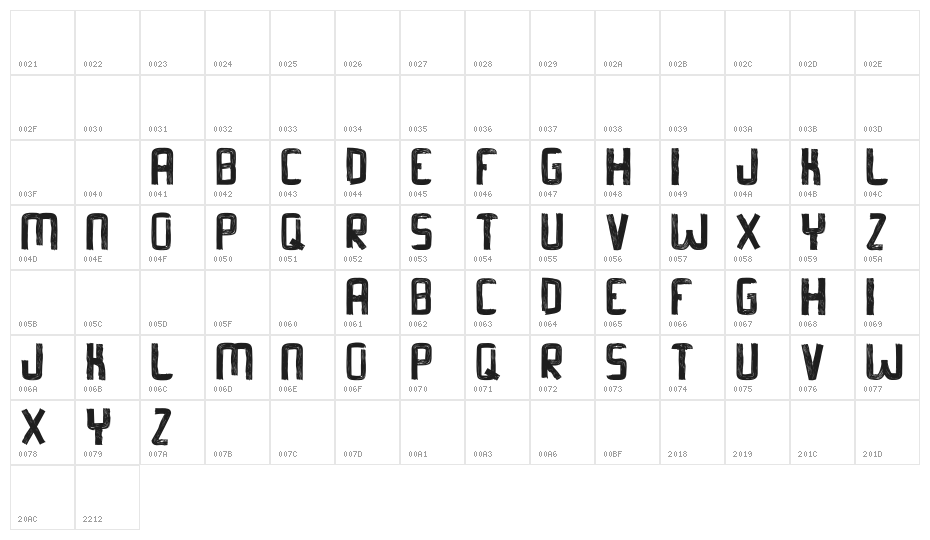 Barker-AllCapsDemo Character Map