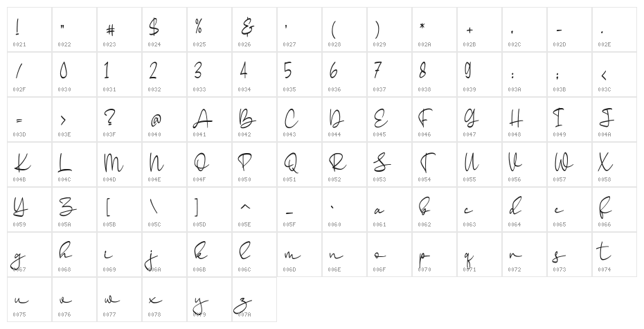 Barlen Regular Character Map