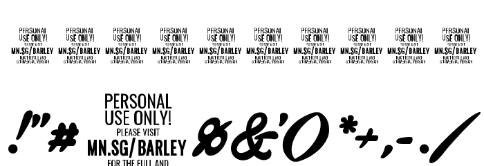 Barley Script PERSONAL USE Font OTHER CHARS
