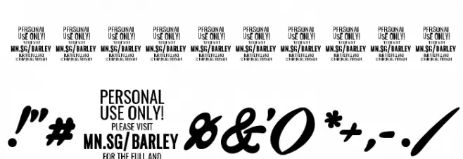 Barley Script PERSONAL USE Font OTHER CHARS