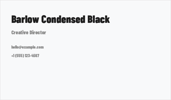 Barlow Condensed Black Business Card