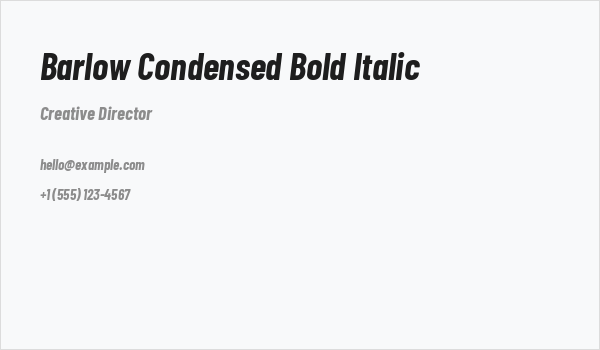 Barlow Condensed Bold Italic Business Card