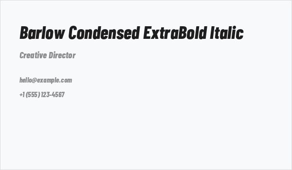 Barlow Condensed ExtraBold Italic Business Card