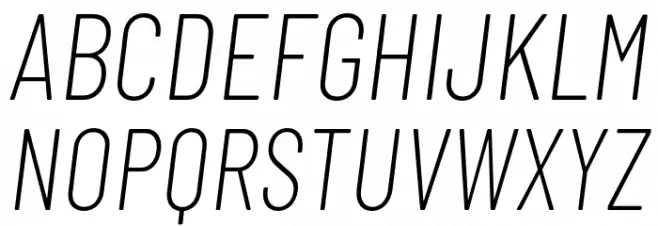 Barlow Condensed ExtraLight Italic Schriftart Groß