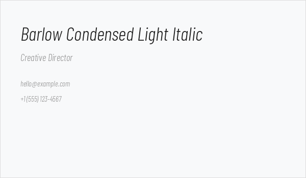 Barlow Condensed Light Italic Business Card
