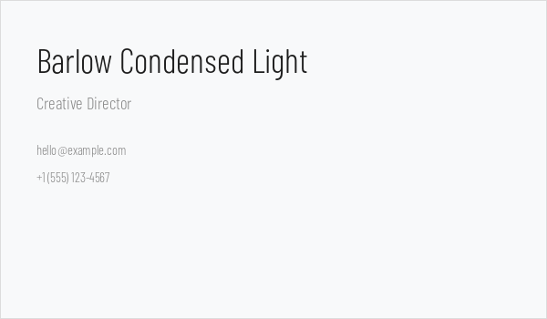 Barlow Condensed Light Business Card