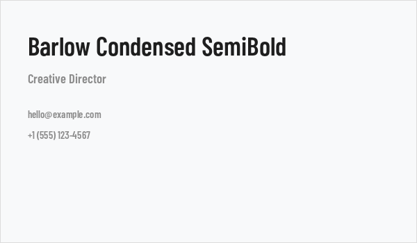 Barlow Condensed SemiBold Business Card
