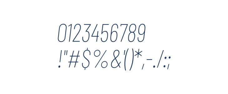 Barlow Condensed Thin Italic Other Characters